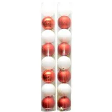 Božične krogle, 8 kom, 5 cm, belo-rdeče, sortirano