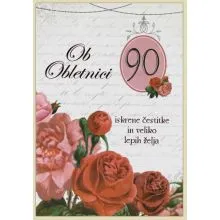 Voščilo, čestitka - ob obletnici, 90, rdeče vrtnice, Iskrene čestitke in veliko lepih želja