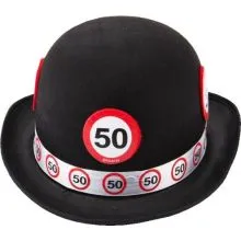 Party klobuk, črn, prometni znak 50