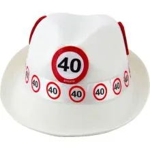 Party klobuk, bel, prometni znak 40