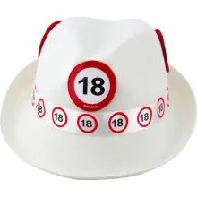 Party klobuk, bel, prometni znak 18
