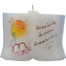 Sveča dišeča knjiga, birma - modra, v darilni embalaži, 10.5x17cm