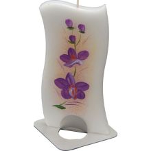 Sveča dišeča na stojalu, orhideja-vijolična, v darilni embalaži, 14x6cm