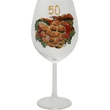 Kozarec za vino poslikan - grozd - bel, 50let, 0.58l