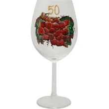 Kozarec za vino poslikan - grozd - rdeč, 50let, 0.58l