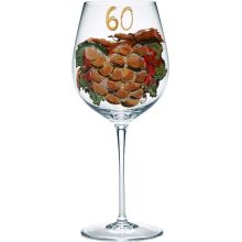 Kozarec za vino poslikan - grozd - bel, 60let, 0.58l