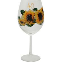 Kozarec za vino poslikan - sončnice, 40let, 0.58l