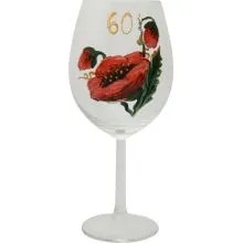 Kozarec za vino poslikan - volčji mak, 60let, 0.58l