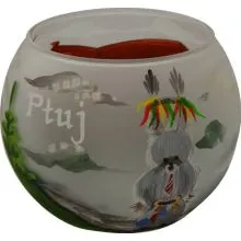 Svečnik steklen, okrogel, Ptuj, 8 cm