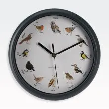 Stenska ura, ptiči, z zvokom, plastična, 25cm