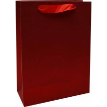 Vrečka darilna, 24x18x8 cm, rdeča, biserni videz, rdeče bleščice