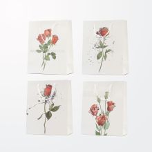 Vrečka darilna, 23x18x10 cm, vrtnica, bela, sort