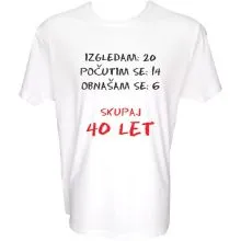 Majica-Izračun 40 Let L-bela