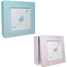 Darilna škatla "baby", karton, roza, modra, 19x19 cm