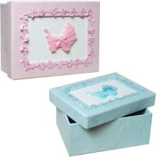 Darilna škatla "baby", karton, roza, modra, 17x13x7 cm