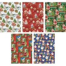 Darilni papir v roli 99, 5x68.5 cm, božični motiv, sortirano