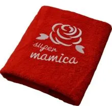 Brisača Super mamica, rdeča 100x5Ocm 100% bombaž