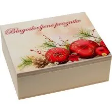 Škatlica lesena, blagoslovljene praznike , 12x10x4 cm