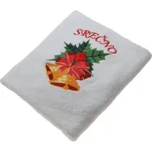 Brisača Srečno z zvončkoma v vencu (100x5Ocm) 100% bombaž