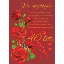 Voščilo, čestitka, bordo, danes rojstni dan slaviš, za 40 let, rdeče vrtnice