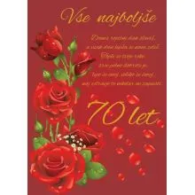Voščilo, čestitka, bordo, danes rojstni dan slaviš, za 70 let, rdeče vrtnice