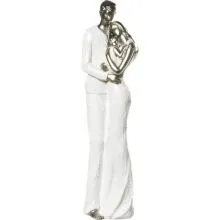 Poročni par z dojenčkom, belo srebrn, 3O cm, polymasa