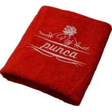 Brisača Naj punca, rdeča 100x5Ocm 100% bombaž