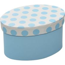 Darilna škatla Blue polka - ovalna, 10x7x6cm