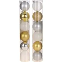 Božične krogle, 6 kom, 6 cm, belo-zlate