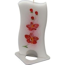 Sveča dišeča na stojalu, orhideja-rdeča, v darilni embalaži, 14x6cm