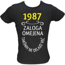 Majica ženska (telirana)-1987, zaloga omejena, takšnih ne delajo več L-črna