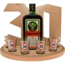 Stojalo za Jagermeister 0,7l in 6 kozarcev za 30 let