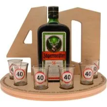 Stojalo za Jagermeister 0,7l in 6 kozarcev za 40 let