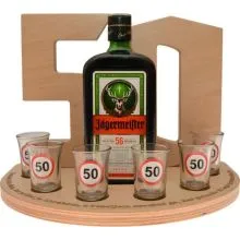 Stojalo za Jagermeister 0,7l in 6 kozarcev za 50 let