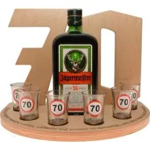 Stojalo za Jagermeister 0,7l in 6 kozarcev za 70 let