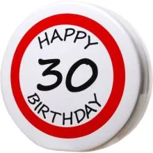 Hranilnik "Happy Birthday" prometni znak 30, keramika, 15cm