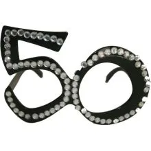 Očala dekorativna s kamenčki, 50 let, črna