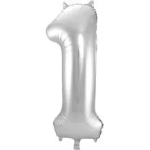 Balon napihljiv, za helij, srebrn, št. 1, 86cm