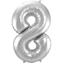 Balon napihljiv, za helij, srebrn, št. 8, 86cm