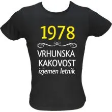 Majica ženska (telirana)-1978, vrhunska kakovost, izjemen letnik L-črna