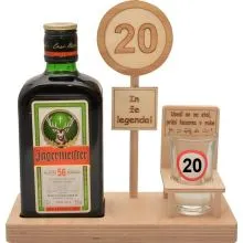 Leseno stojalo za Jagermaister 0.35l s kozarčkom s prometnim znakom 20