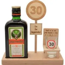 Leseno stojalo za Jagermaister 0.35l s kozarčkom s prometnim znakom 30