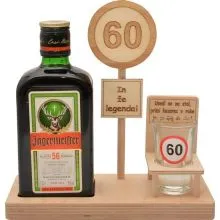 Leseno stojalo za Jagermaister 0.35l s kozarčkom s prometnim znakom 60