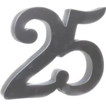 Srebrna številka "25", lesena, 12cm