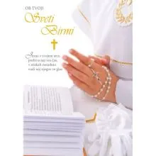 Voščilo, čestitka, Sveta Birma, roke, Jezus v tvojem srcu - bleščice/zlatotisk