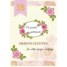 Voščilo, čestitka - rumena, roza cvetje, Ob posebni priložnosti, 18