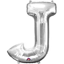 Balon napihljiv, za helij, srebrn, črka "J", 83cm