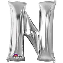 Balon napihljiv, za helij, srebrn, črka "N", 81cm