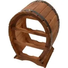 Stojalo leseno, v obliki soda za 4 buteljke, 30x43cm