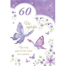 Voščilnica velika, rojstni dan, ženska, Vse najboljše za 60. rojstni dan, vijolična, bleščice